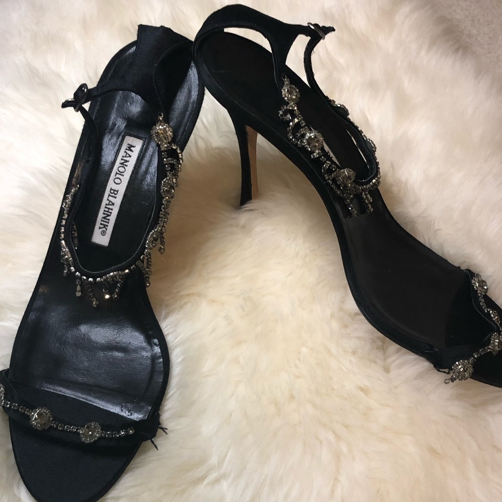 Manolo Blahnik Crystal Embellished Evening Heels